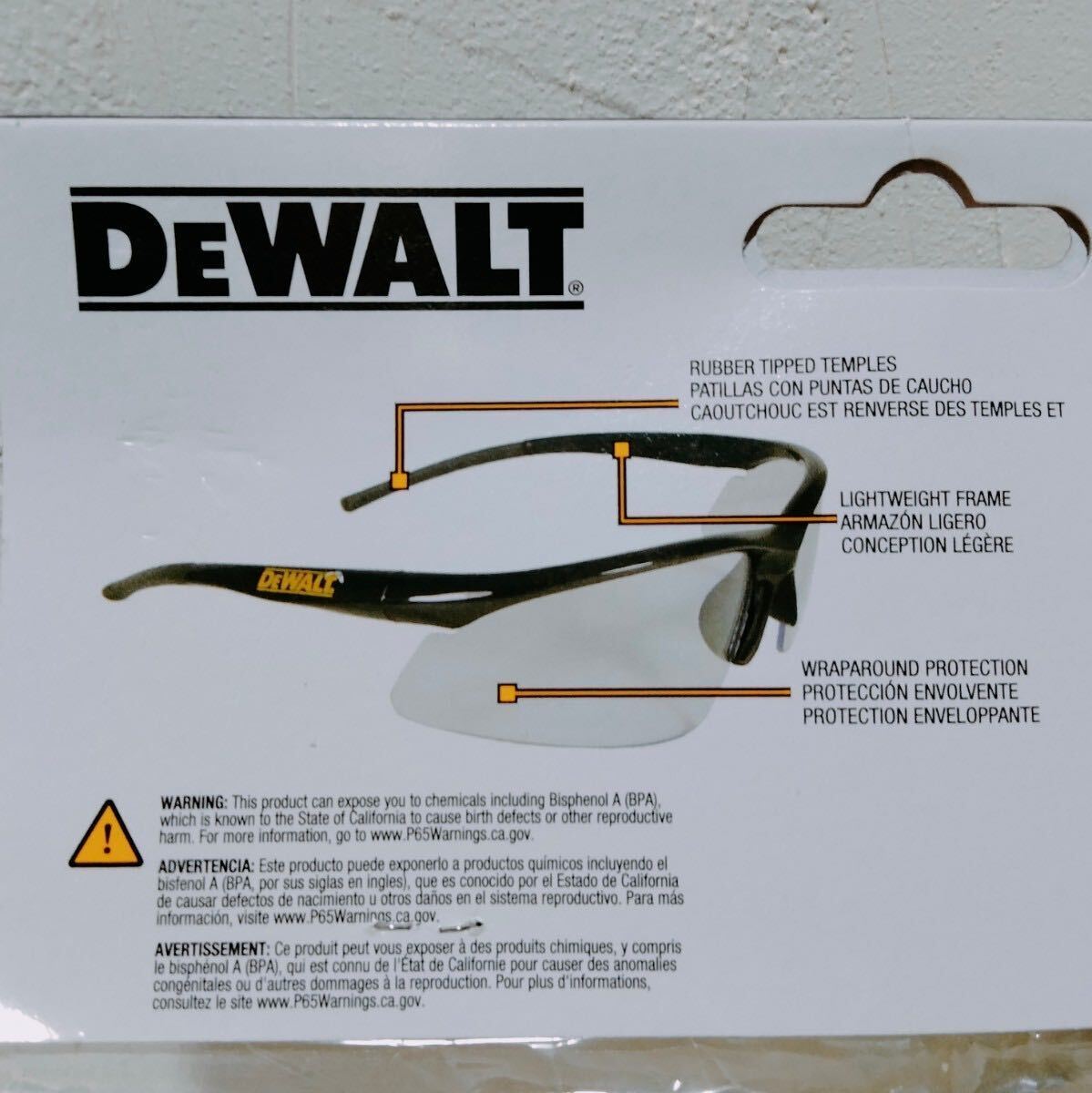 DEWALT デウォルト クリア セーフティ グラス 4個セット RADIUS PROTECTIVE EYEWEAR 軽量 99%UVカット Z87.1耐衝性 安全メガネ 送料無料！の画像2