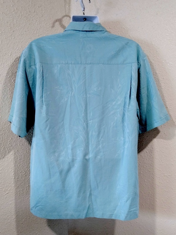 ジャマイカジャックス JAMAICA JAXX 100％シルク 織柄 男性用 半袖 アロハシャツ 水色 ターコイズ色 LG_画像3