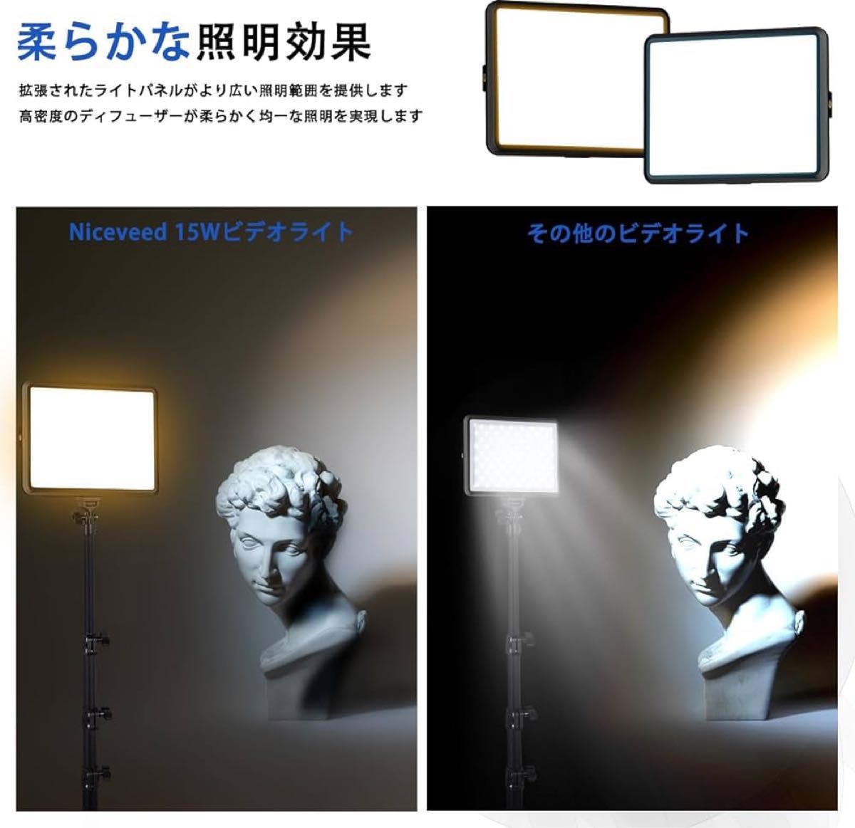 NiceVeedi 2パック撮影用ライト LEDビデオライト 写真スタジオ撮影