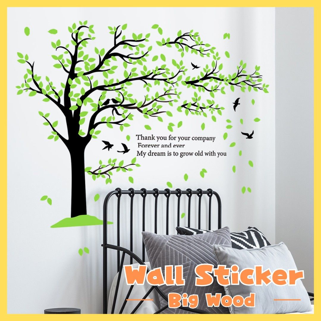 ウォールステッカー 木 葉っぱ 鳥 緑 自然 ツリー 壁紙 模様替え DIY