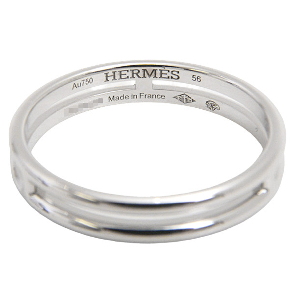 エルメス 指輪 レディース ウェディングリング アリアンヌ 56号 実寸15.5号強 ホワイトゴールド HERMES 750WG 中古の画像3
