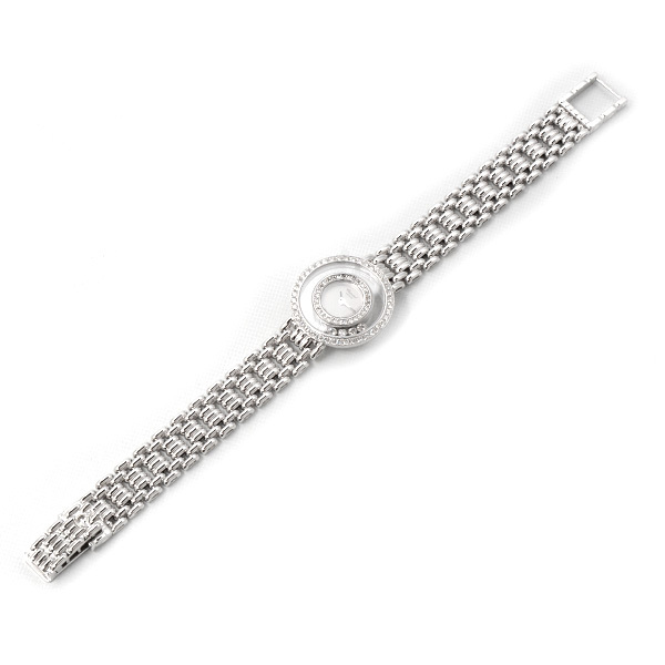  Chopard wristwatch lady's happy diamond diamond bezel 5P diamond battery type white gold Chopard used 