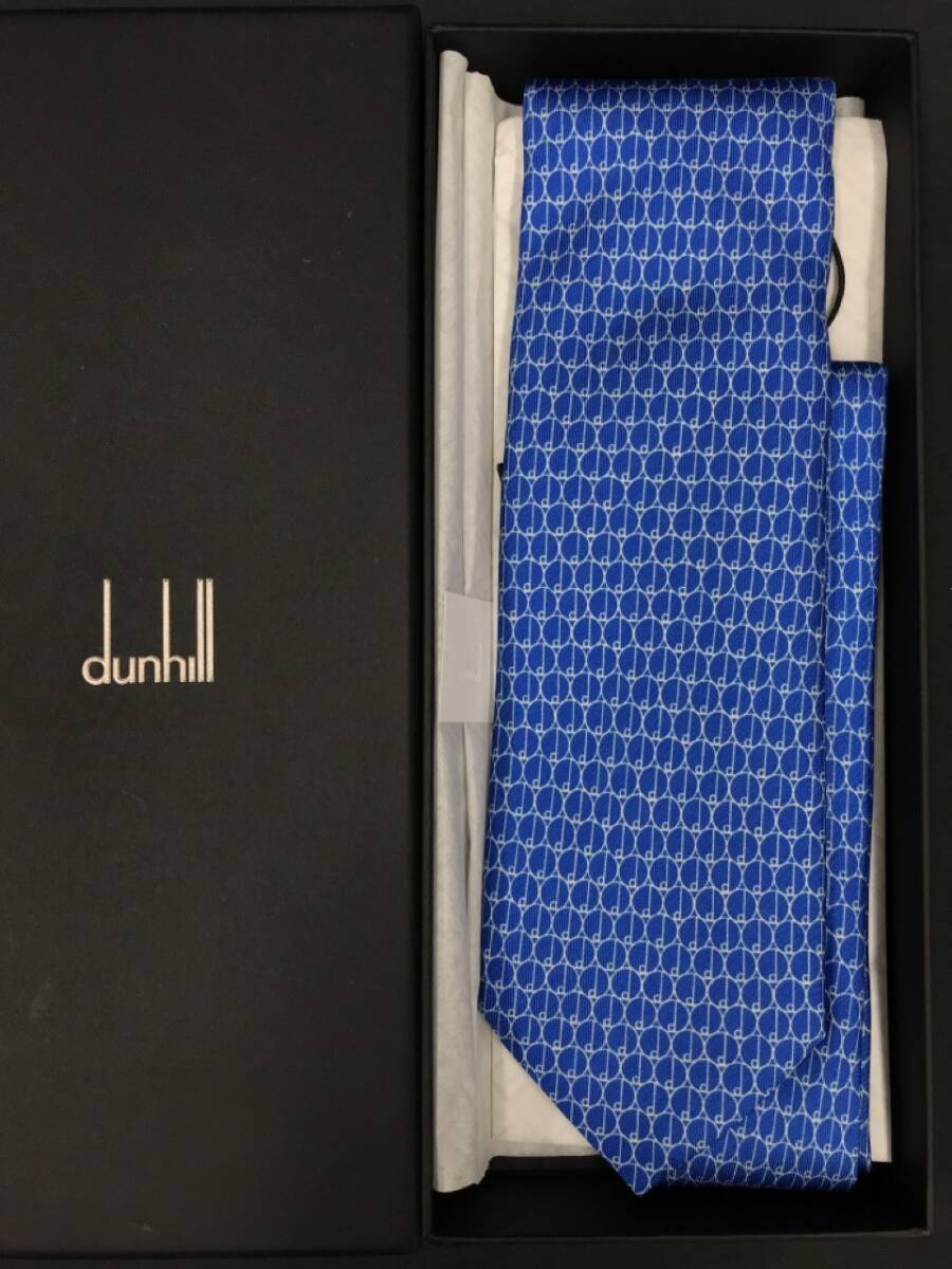 0403-122T⑲23324 ネクタイ 5点セット dunhill ダンヒル ブルー 水色 青色 シルク 約148×8cm_画像8