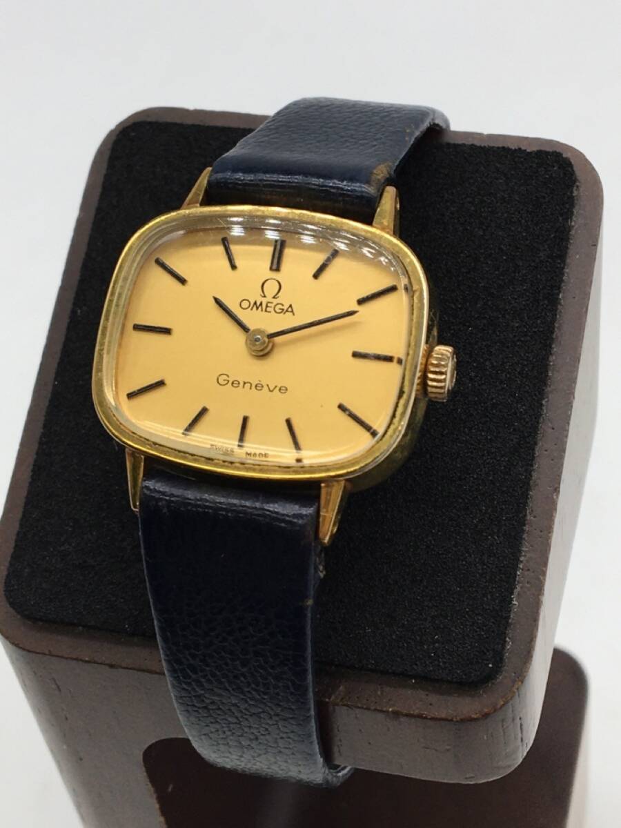 0403-513MK⑳23383 RP 腕時計 OMEGA オメガ Geneve ジュネーブ ゴールドカラー文字盤 スクエア スイス製 手巻き 稼働 アンティークの画像1