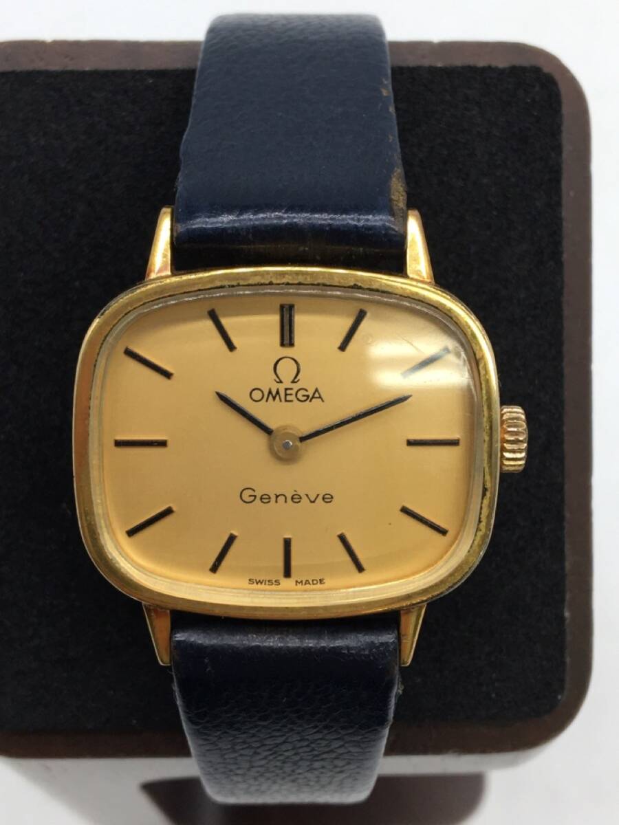 0403-513MK⑳23383 RP 腕時計 OMEGA オメガ Geneve ジュネーブ ゴールドカラー文字盤 スクエア スイス製 手巻き 稼働 アンティークの画像2