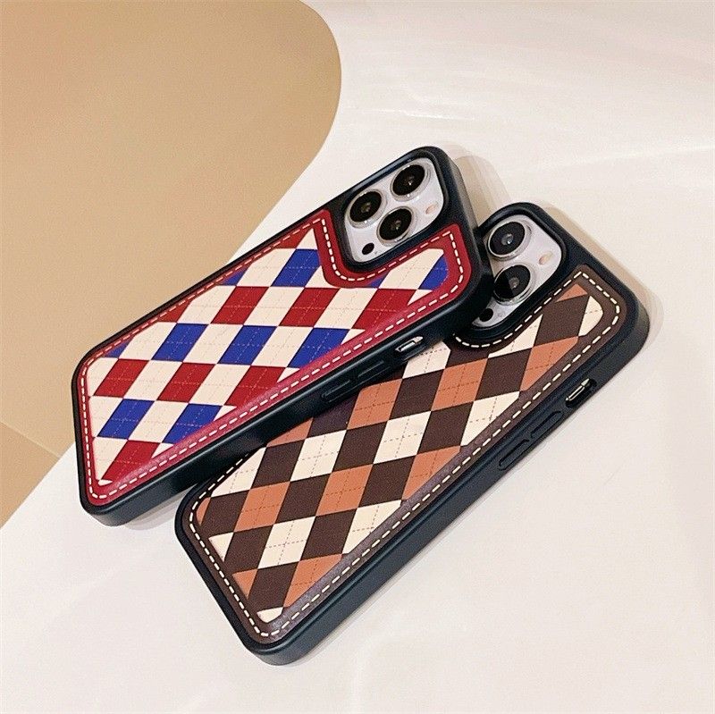 iPhone 13 Pro アーガイル チェック レトロ アイフォン スマホ ケース smartphone case ブラウン