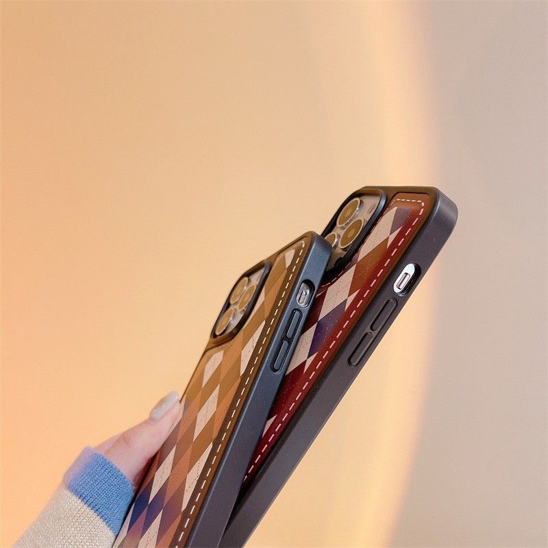 iPhone13 アーガイル チェック レトロ アイフォン スマホ ケース smartphone case ブラウン