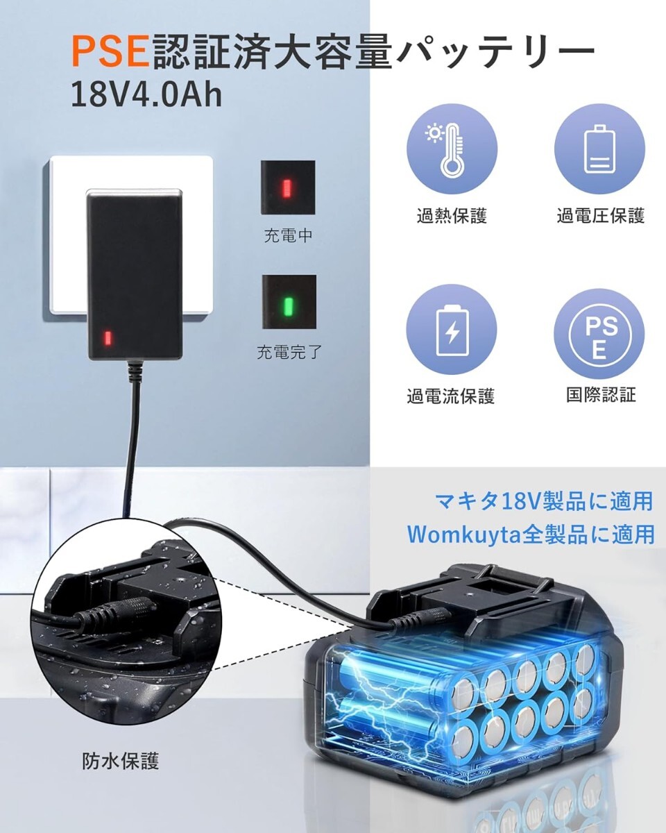 Womkuyta 高圧洗浄機 白 18V 4.0Ah 水圧洗浄機 最高5.5MPa 高圧噴射 3段階調節圧力 自給式 コードレス マキタ互換 新制度対応領収証可_画像3