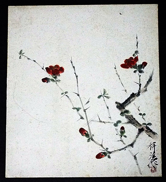 6553** unknown small square fancy cardboard *.0?* flower .* red-blossomed plum tree * unknown **