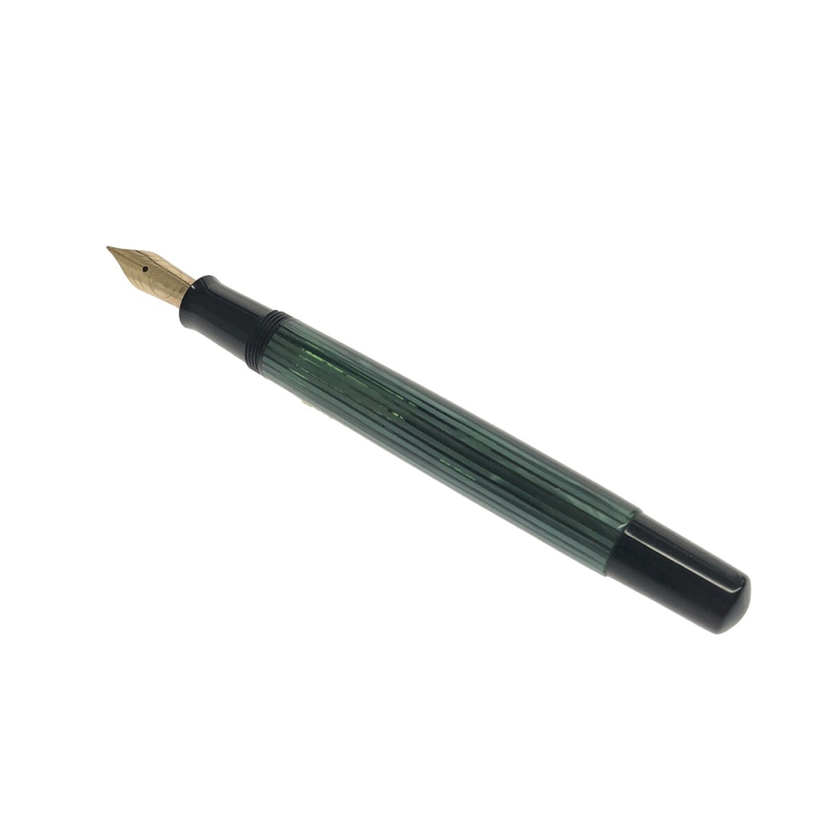 【美品】PELIKAN Souveran M400 ペリカン スーベレーン 万年筆 ブラック × ゴールド 緑縞 ペン先14C 585 M 刻印 筆記用具 ドイツ製 J1216の画像2