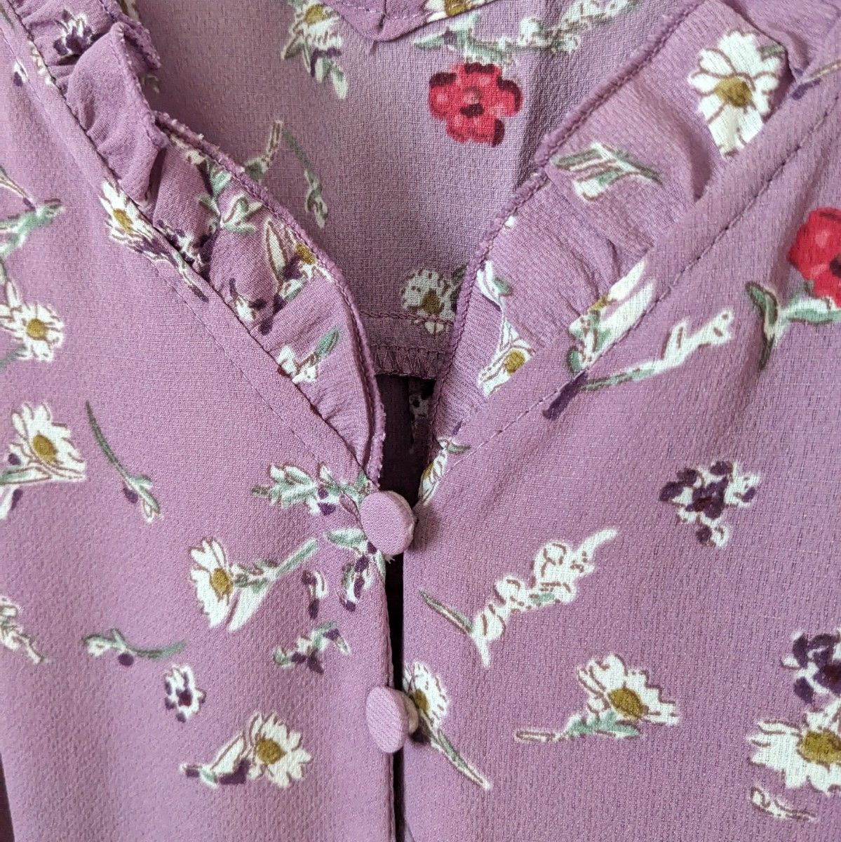 ワンアフターアナザーナイスクラップ　 半袖 花柄 ワンピース 総柄 ロング 袖フリル くすみピンク系　フリーサイズ
