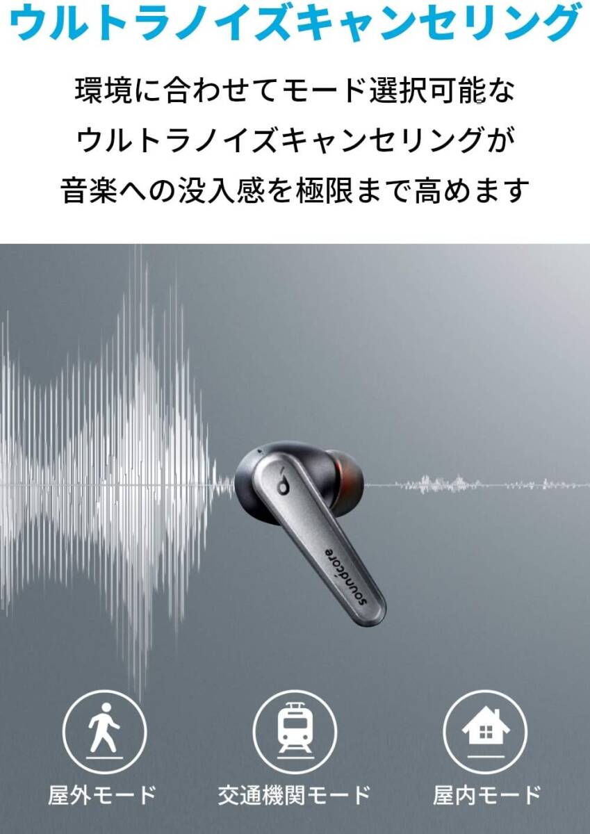 【美品/充電ケーブル未使用】Anker Soundcore Liberty Air 2 Pro【ワイヤレスイヤホン/ ウルトラノイズキャンセリング/ワイヤレス充電】の画像7