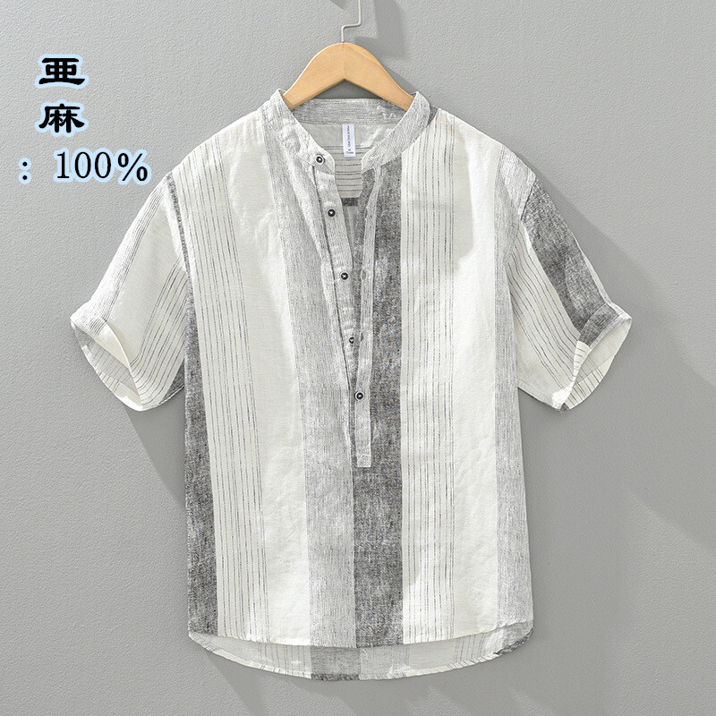 リネンシャツ　半袖　半袖シャツ　亜麻　夏服　サマーシャツ　メンズ*新品　トップス　カジュアルシャツ　海シャツ【YH1257】ブルー　XL_画像10