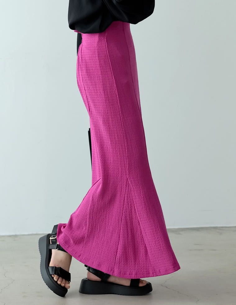 (新品) カットジャガードマーメイドスカート ピンク Mの画像3