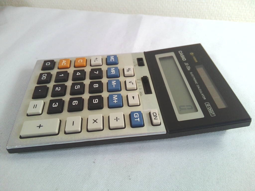  rare! Showa Retro *CASIO Casio JS-20M count machine calculator 12 column solar made in Japan * operation goods 