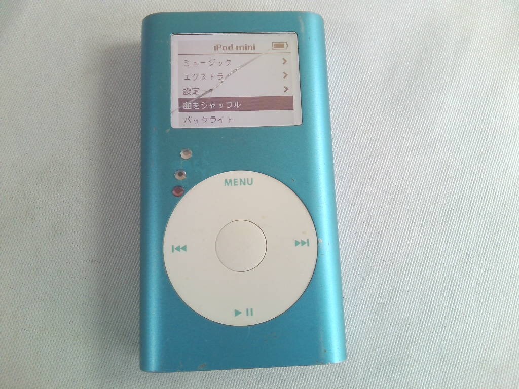 iPod mini A1051 4GB голубой no. 2 поколение корпус только * рабочий товар! жидкокристаллический трещина 