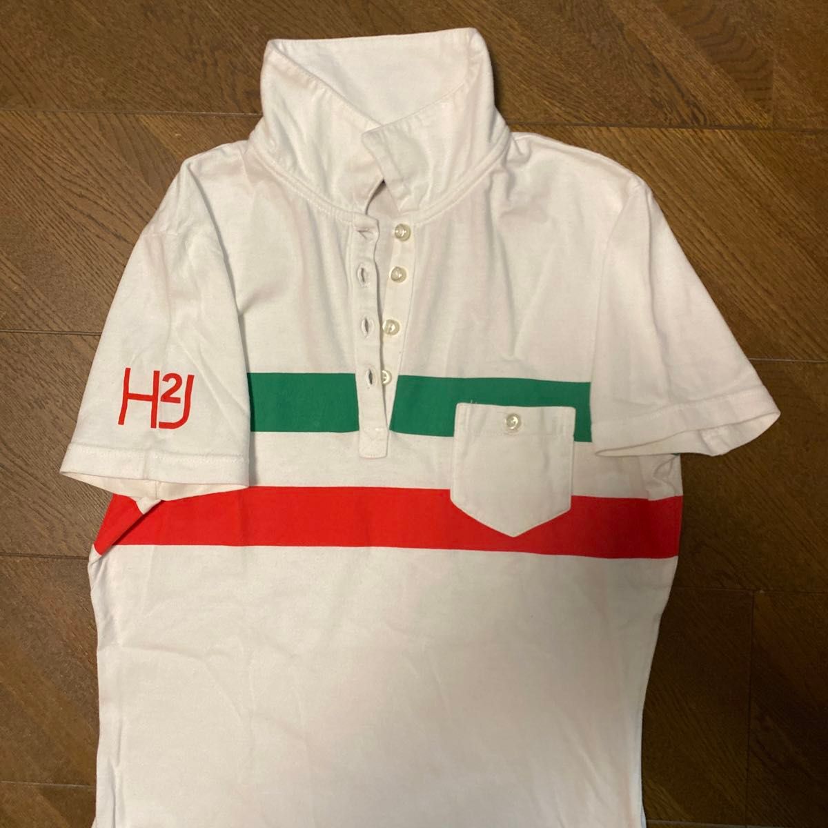 【HYDROGEN】ハイドロゲン　ハーフジップトップス　白　ホワイト　 S ゴルフウェア 半袖ポロシャツ