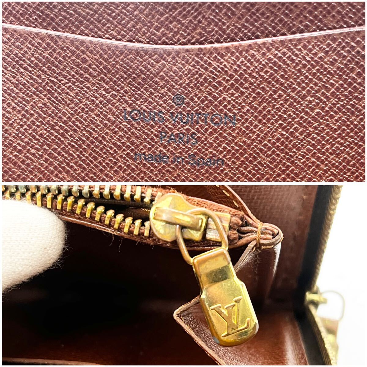 1円 LOUIS VUITTON ルイヴィトン M61727 モノグラム ポルトモネジップ ラウンドファスナー 長財布 ウォレット ブラウン系 FC3575の画像9