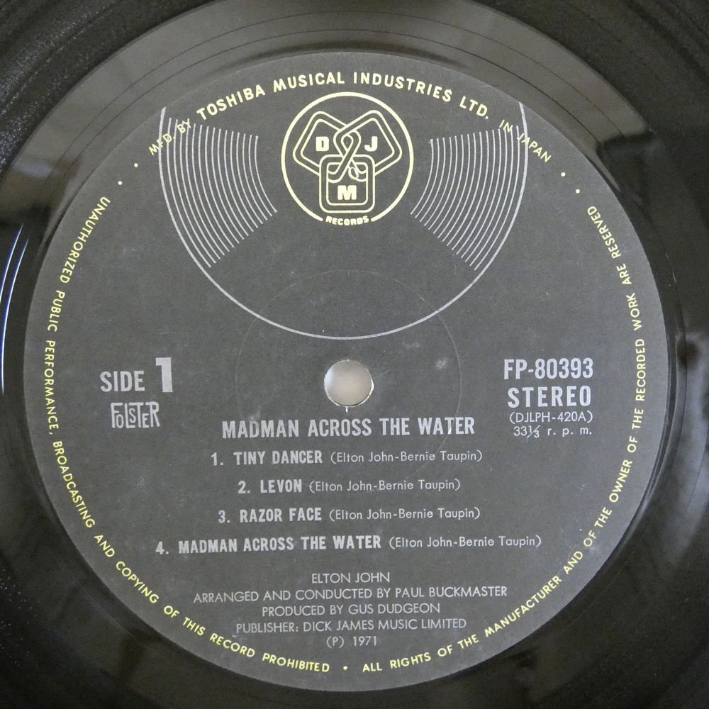 47055048;【国内盤/見開き】Elton John / Madman Across The Waterの画像3