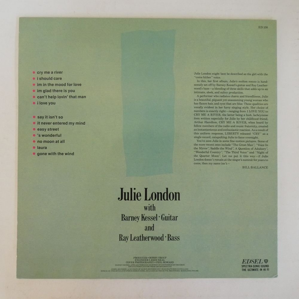 46069936;【UK盤/Edsel/美盤】Julie London / Julie Is Her Nameの画像2