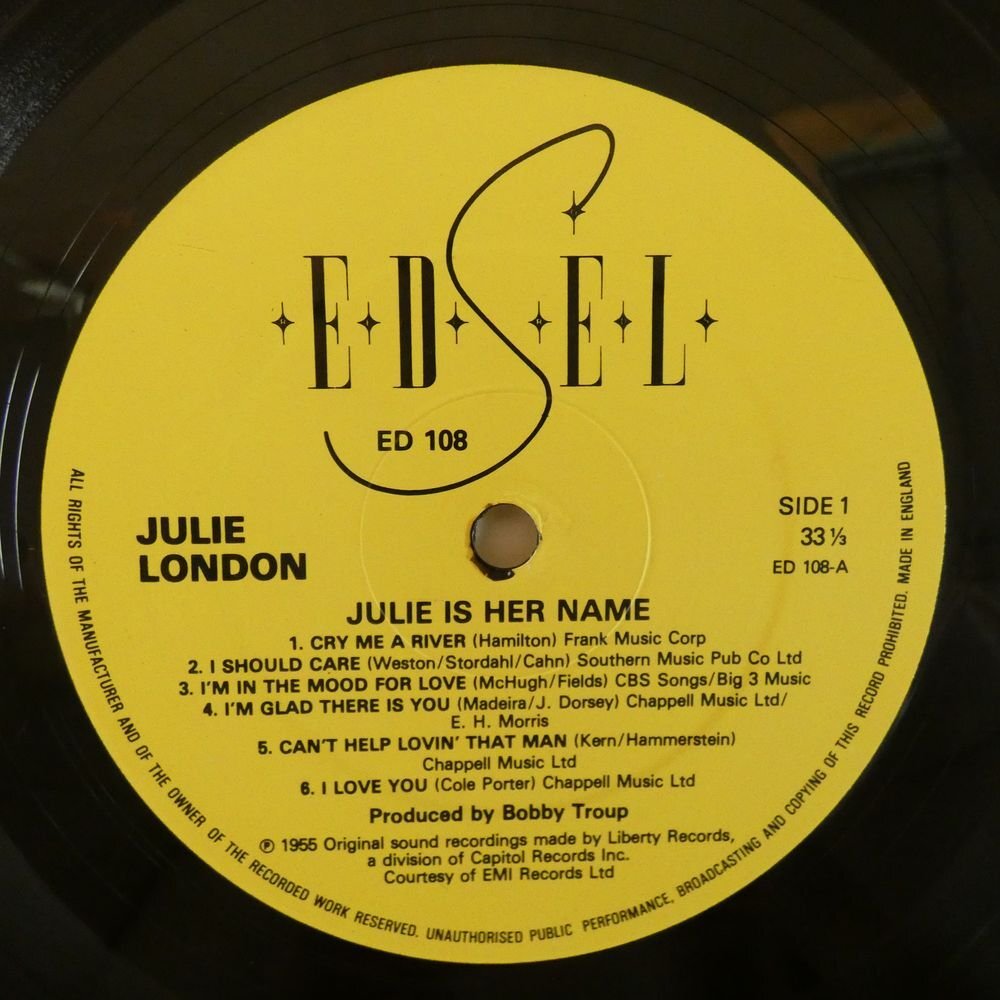 46069936;【UK盤/Edsel/美盤】Julie London / Julie Is Her Nameの画像3