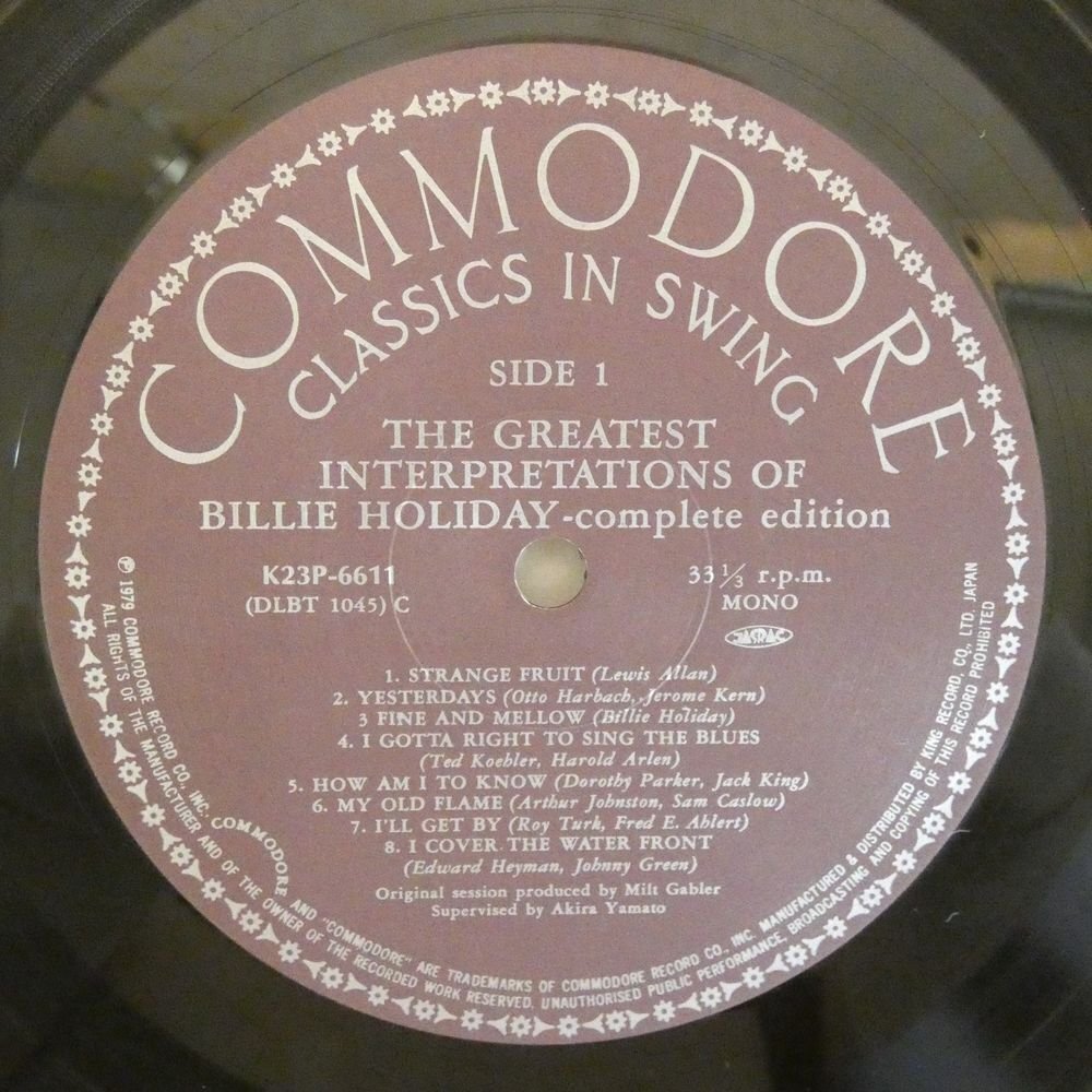46069971;【国内盤/COMMODORE/MONO/美盤】Billie Holiday / The Greatest Interpretations Of Billie Holiday 奇妙な果実の画像3