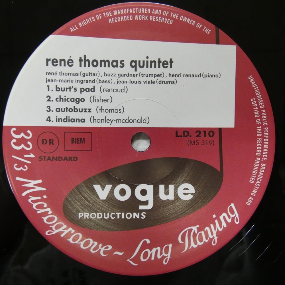 46070243;【帯付/Vogue/MONO】Rene Thomas Quintet / Rene Thomas Et Son Quintetteの画像3