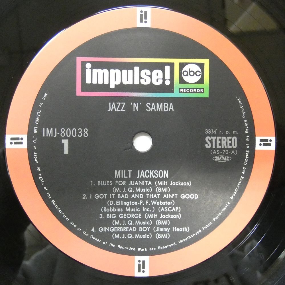 46070553;【国内盤/Impulse/見開き/美盤】Milt Jackson / Jazz 'N' Sambaの画像3