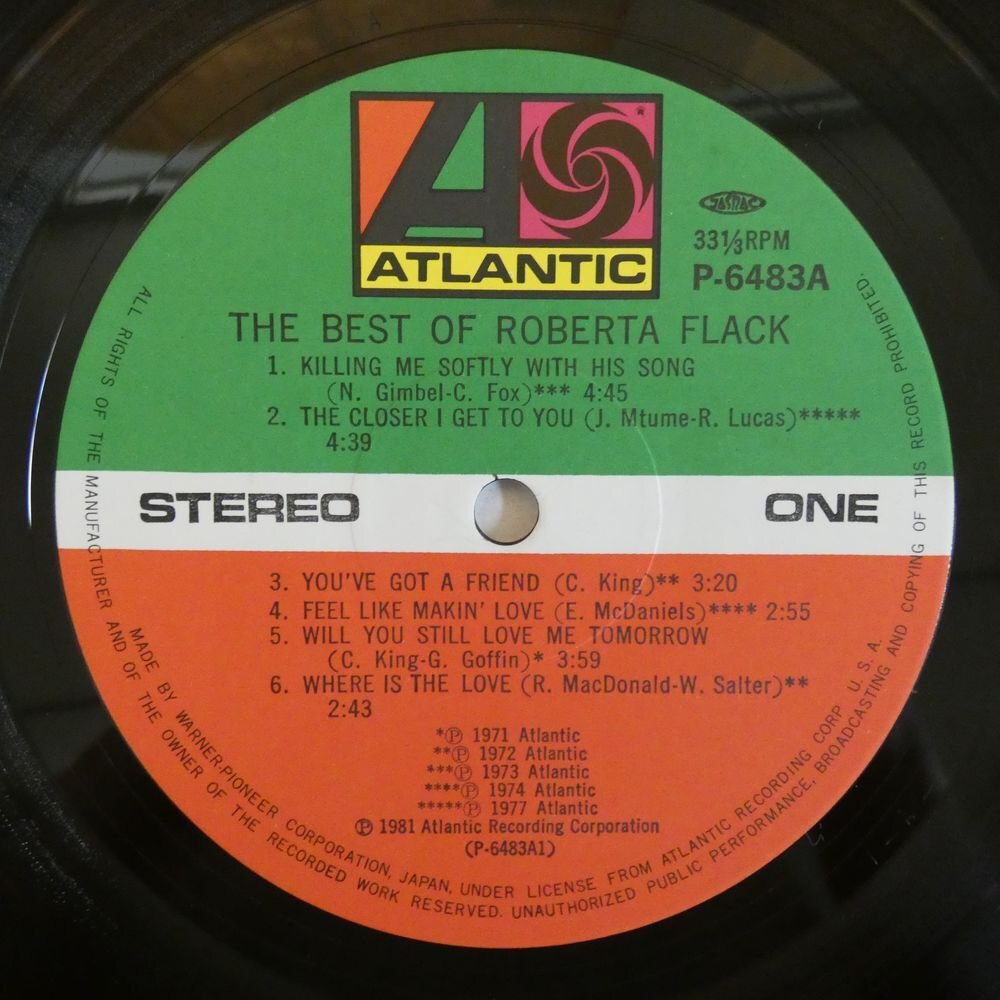 46070925;【帯付/美盤】Roberta Flack / The Best of Roberta Flackの画像3