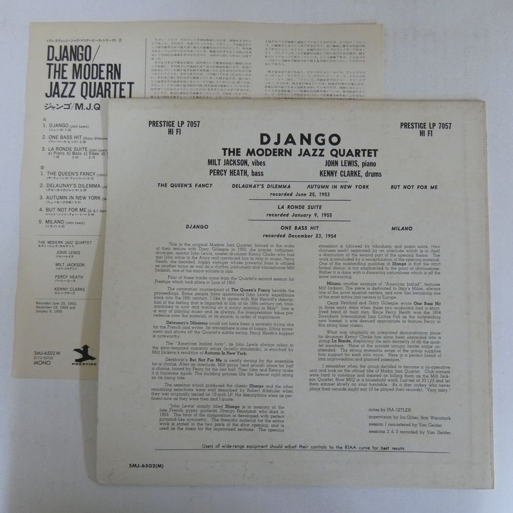 46071196;【国内盤/Prestige/MONO/美盤】The Modern Jazz Quartet / Django_画像2