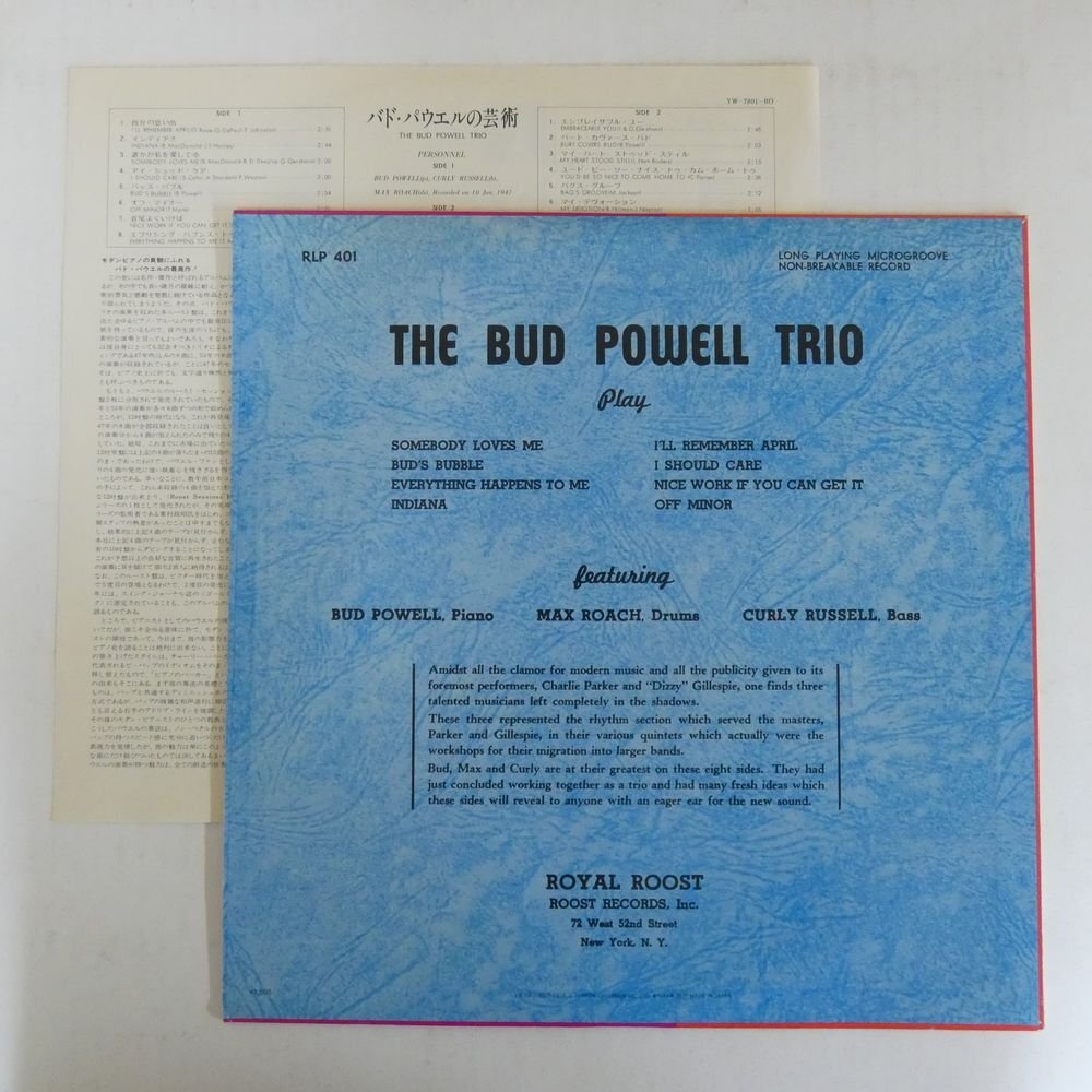 46071253;【国内盤/ROYAL ROOST/MONO/美盤】The Bud Powell Trio / S.T. バド・パウエルの芸術の画像2