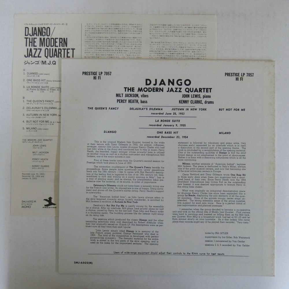 46071244;【国内盤/Prestige/MONO/美盤】The Modern Jazz Quartet / Djangoの画像2