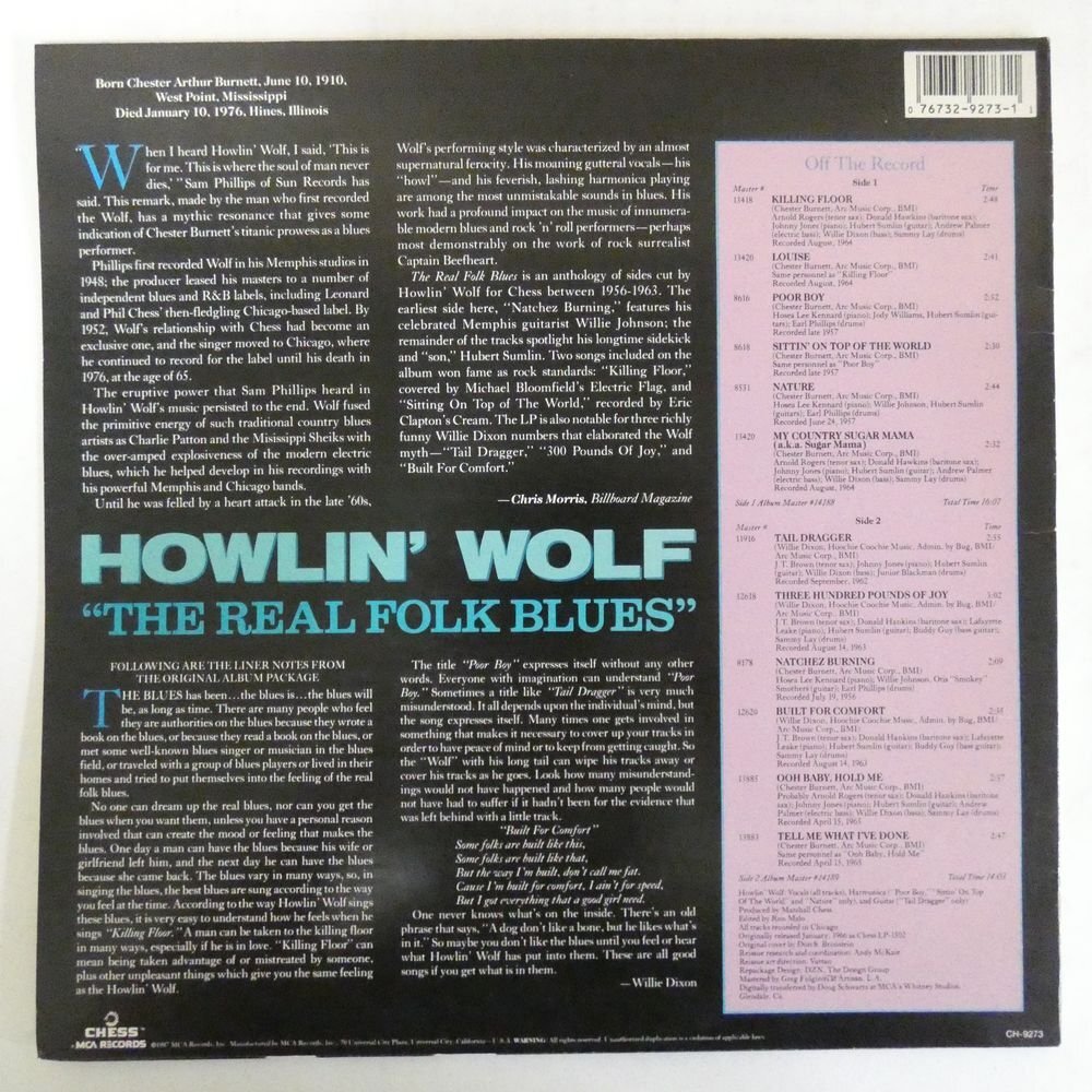 46071308;【US盤/CHESS】Howlin' Wolf/The Real Folk Bluesの画像2