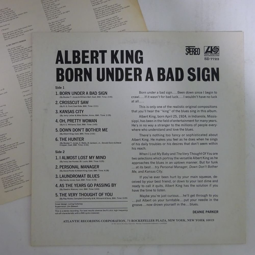 11185667;【国内盤/Atlantic】Albert King / Born Under A Bad Sign 悪い星の下にの画像2