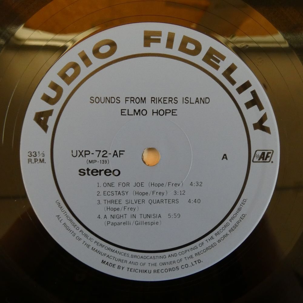 46071396;【帯付/Audio Fidelity/美盤】Elmo Hope Ensemble / Sounds From Rikers Islandの画像3