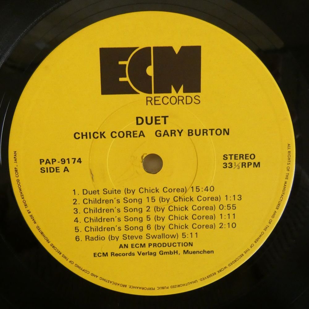 47055875;【国内盤/ECM】Gary Burton, Chick Corea / Duetの画像3