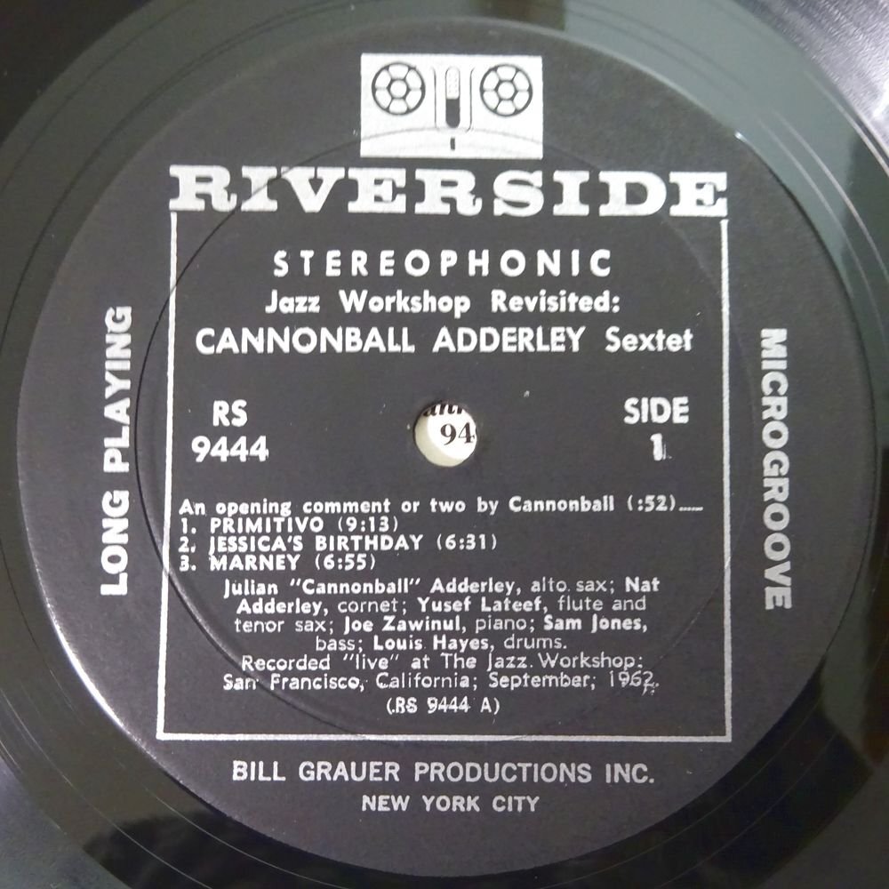 11185755;【US盤/Riverside/黒大ラベル】Cannonball Adderley Sextet / Jazz Workshop Revisitedの画像3