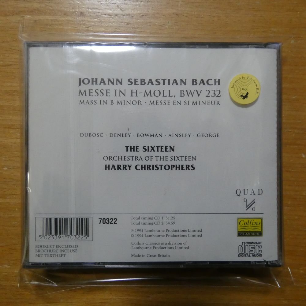 5023391703225;【未開封/2CD】SIXTEEN/CHRISTOPHERS / BACH:MESSE IN H-MOLL(70322)_画像2