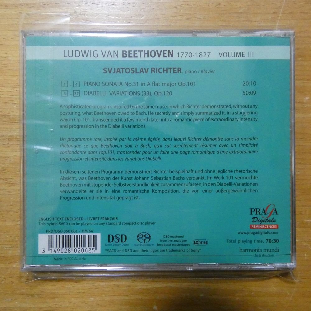 3149028020625;【ハイブリッドSACD】RICHTER / BEETHOVEN:PIANO SONATA NO.31(350061)_画像2