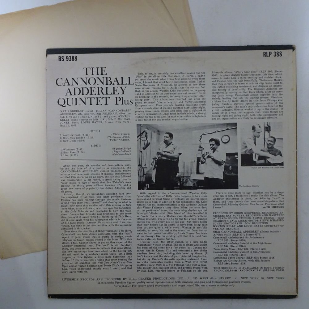 14030586;【US盤/RIVERSIDE/青大ラベル/MONO】The Cannonball Adderley Quintet / Plusの画像2