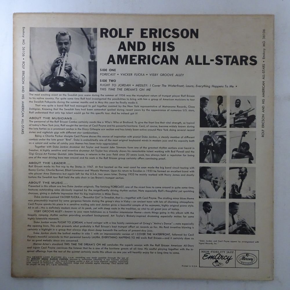 14030594;【US盤/Mercury/青ラベル/MONO/深溝/フラット/コーティング】Rolf Ericson And His All American Stars / S.T.の画像2