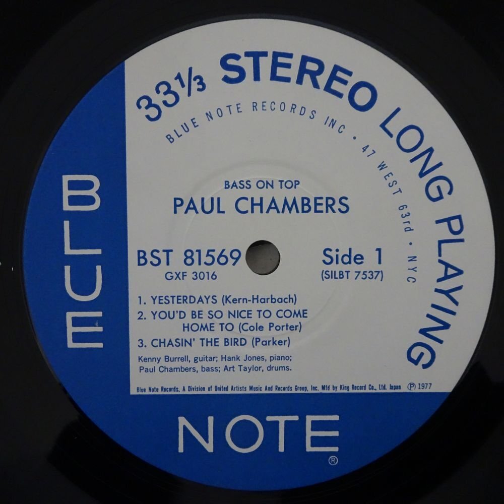 14030598;【国内盤/BLUE NOTE】Paul Chambers Quartet / Bass On Topの画像3