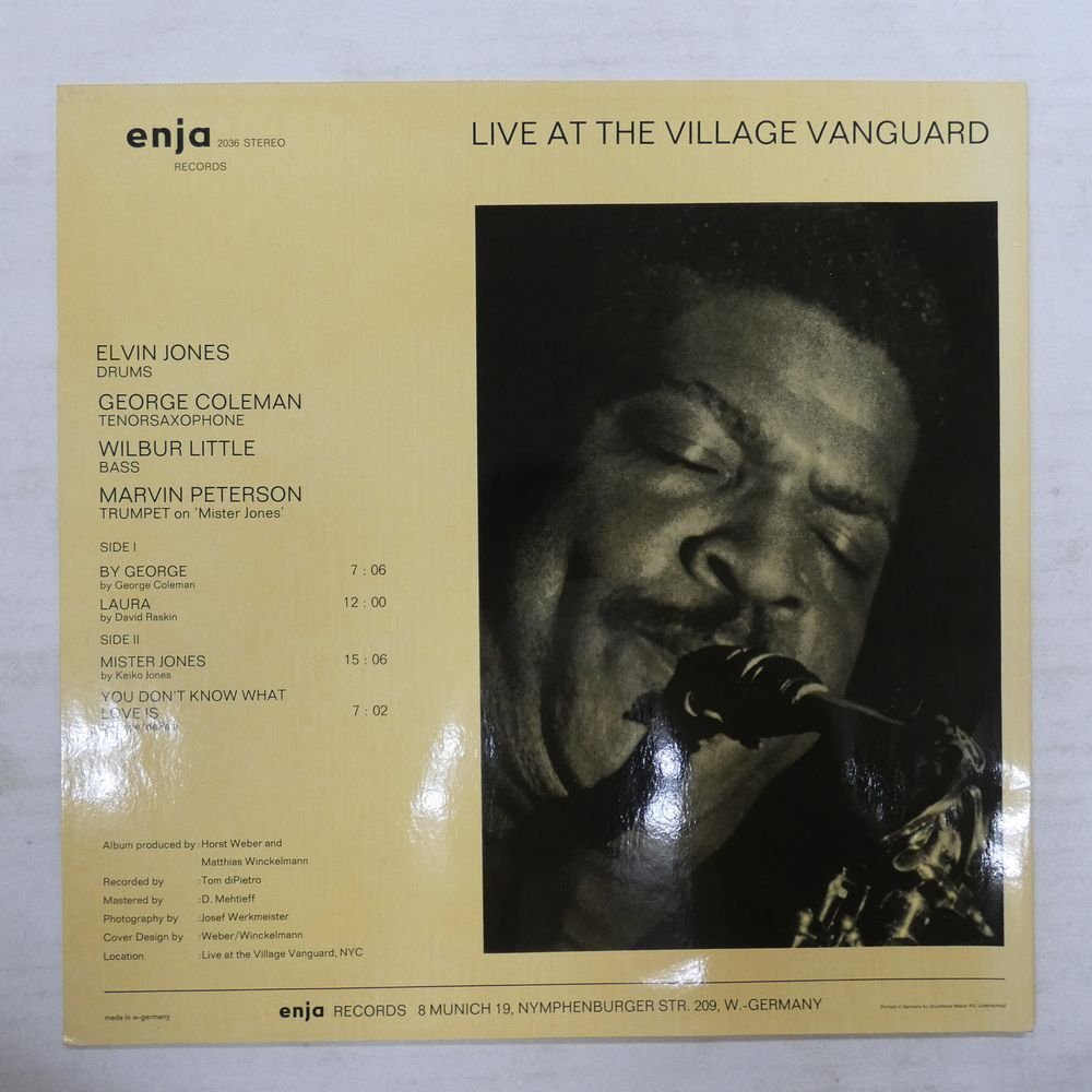 46072500;【Germany盤/enja/コーティングジャケ/美盤】Elvin Jones / Live At The Village Vanguardの画像2