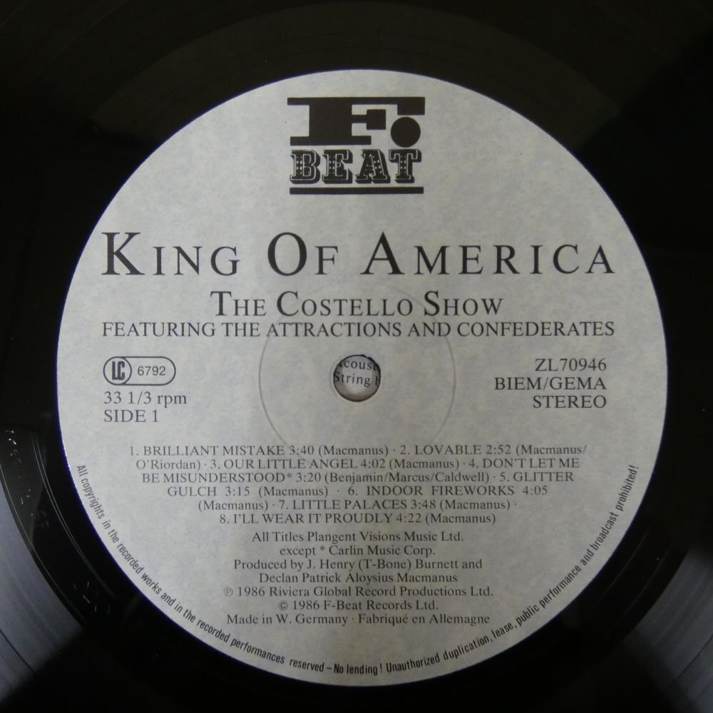 46072758;【Germany盤/美盤】The Costello Show Featuring Elvis Costello / King Of Americaの画像3