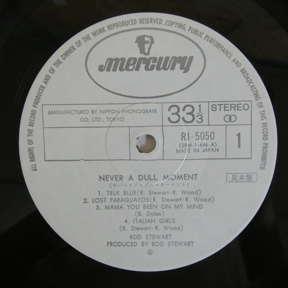 47056866;【国内盤/プロモ白ラベル/見開き】Rod Stewart / Never a Dull Momentの画像3