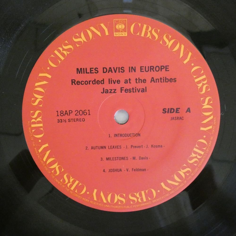 47056937;【国内盤/美盤】Miles Davis / In Europeの画像3