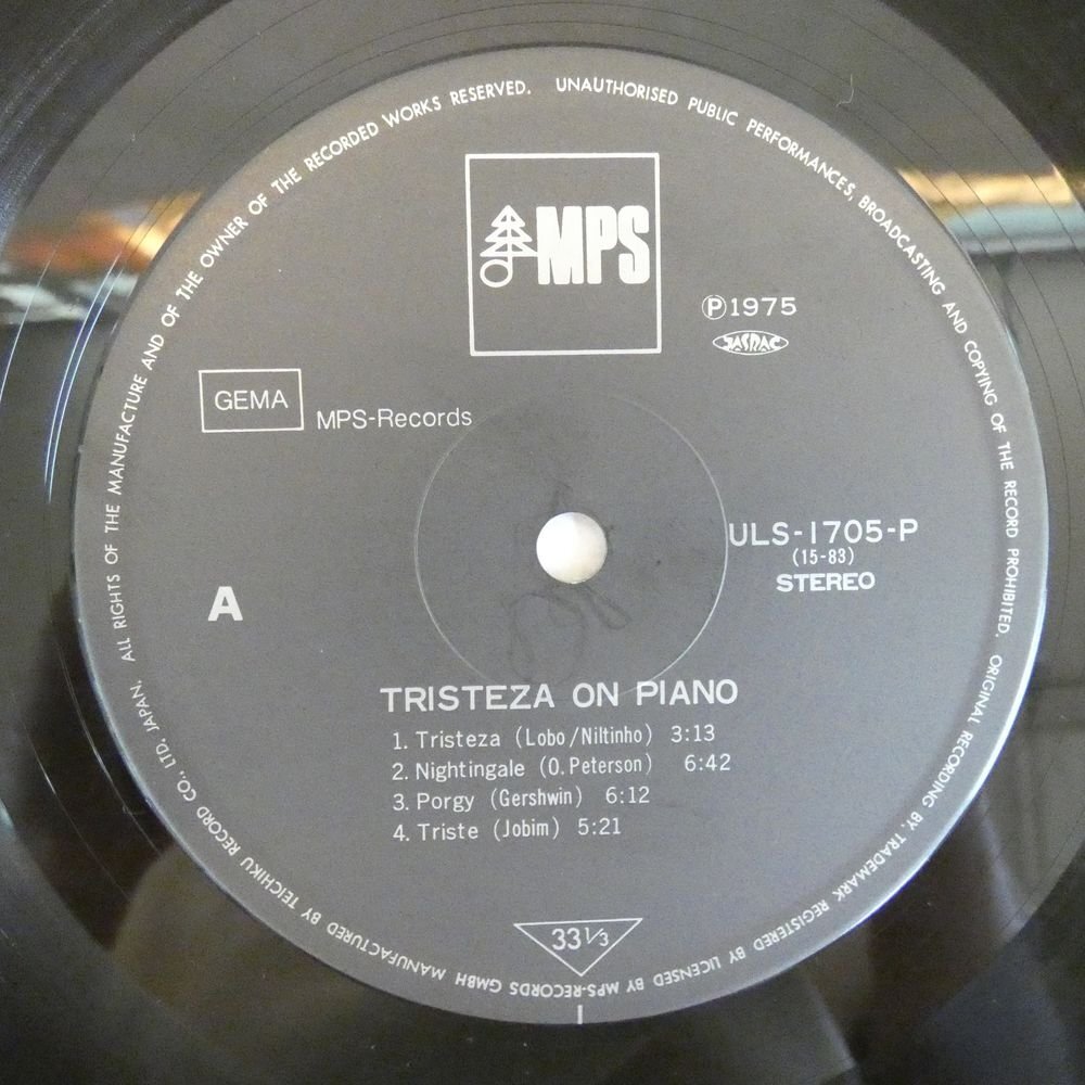 47057023;【国内盤/MPS】Oscar Peterson Trio / Tristeza on Pianoの画像3