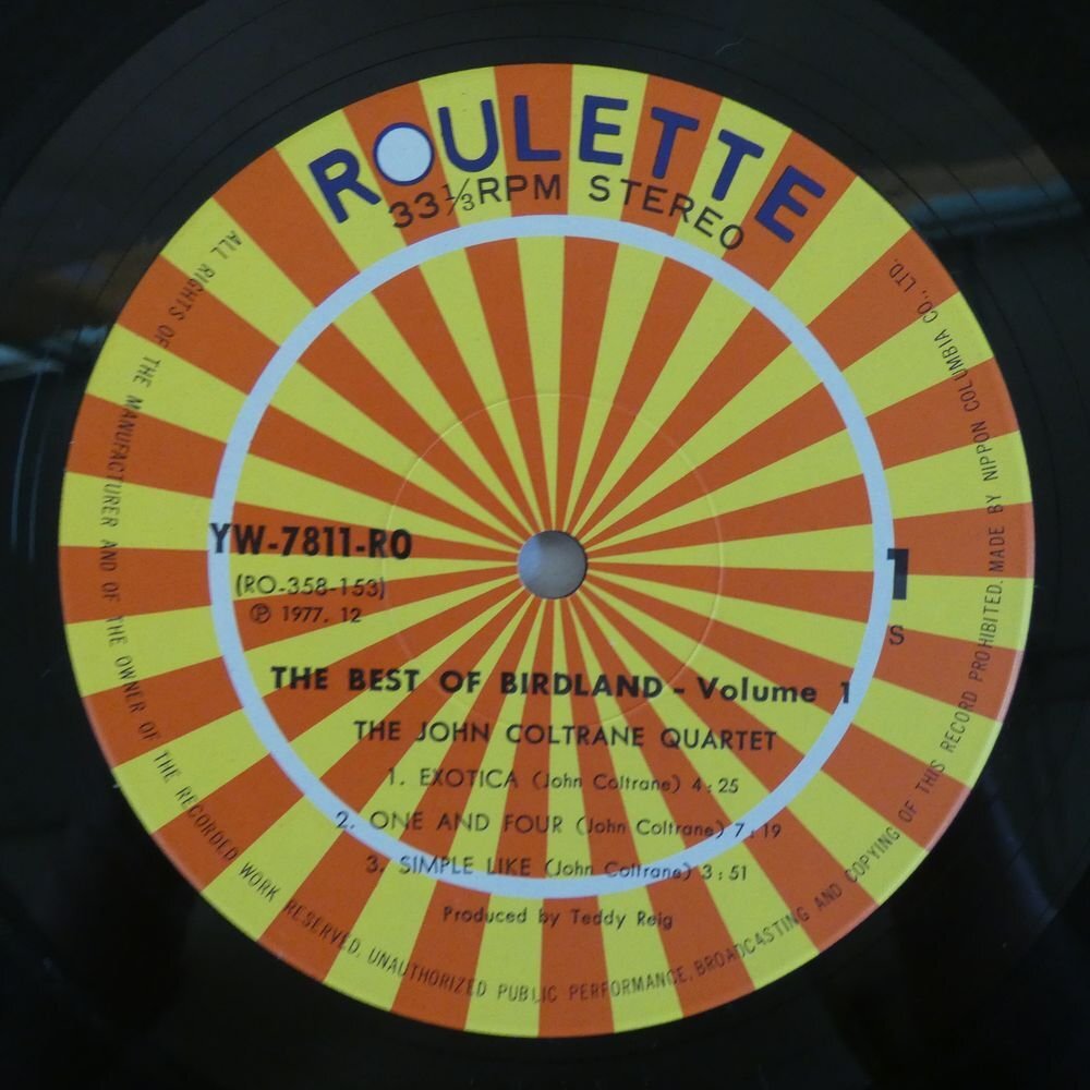 47057062;【帯付/美盤/Roulette】John Coltrane & Lee Morgan / The Best of Birdland (Vol.1) バードランドの巨星の画像3