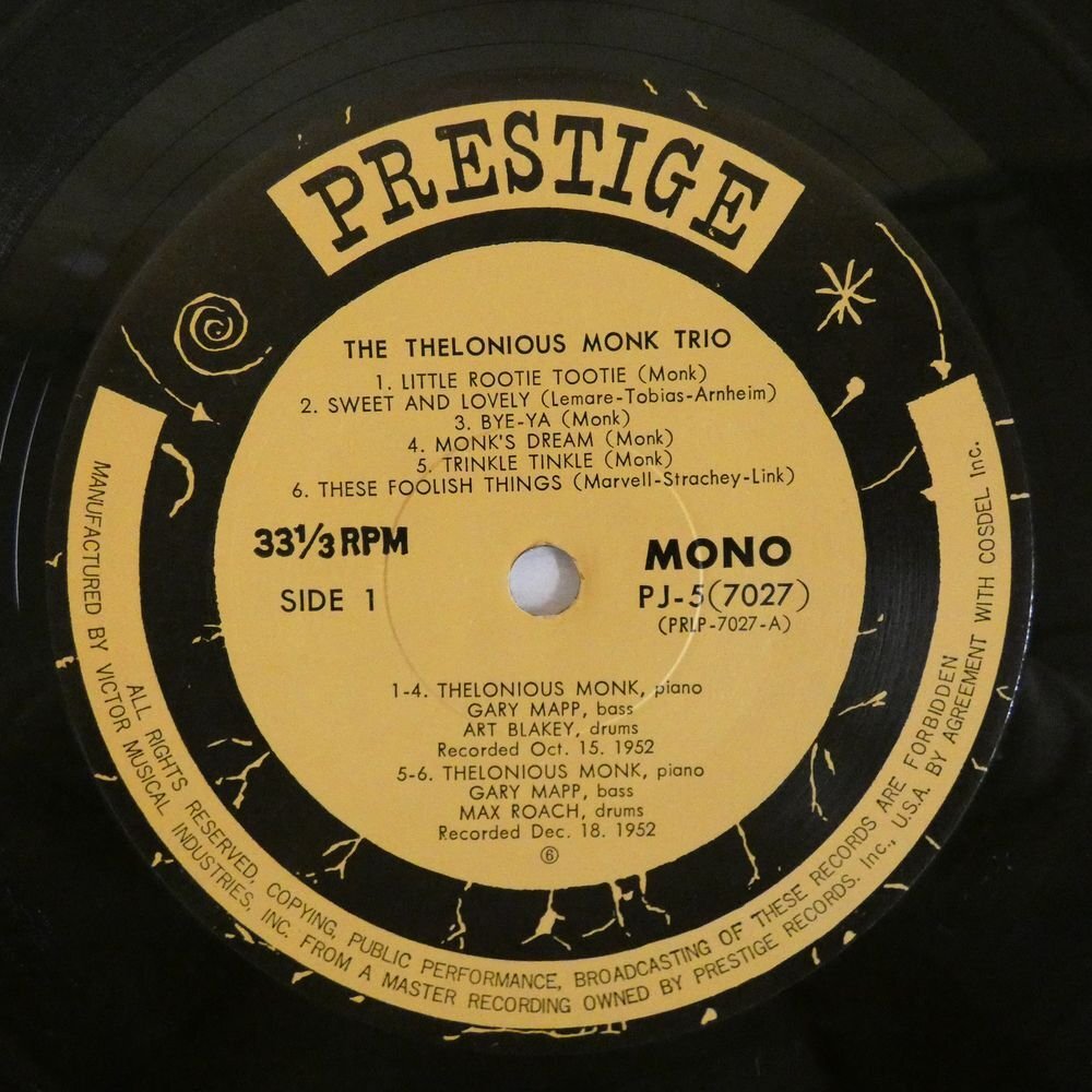 47057235;【帯付/Prestige/MONO】Thelonious Monk Trio / S・Tの画像3
