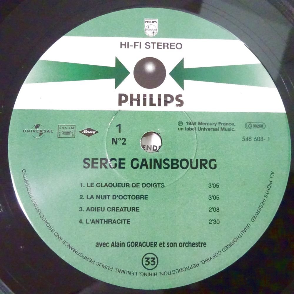 10025230;【France盤/ペラジャケ/シリアルナンバー/シュリンク/10inch】Serge Gainsbourg / N°2の画像3